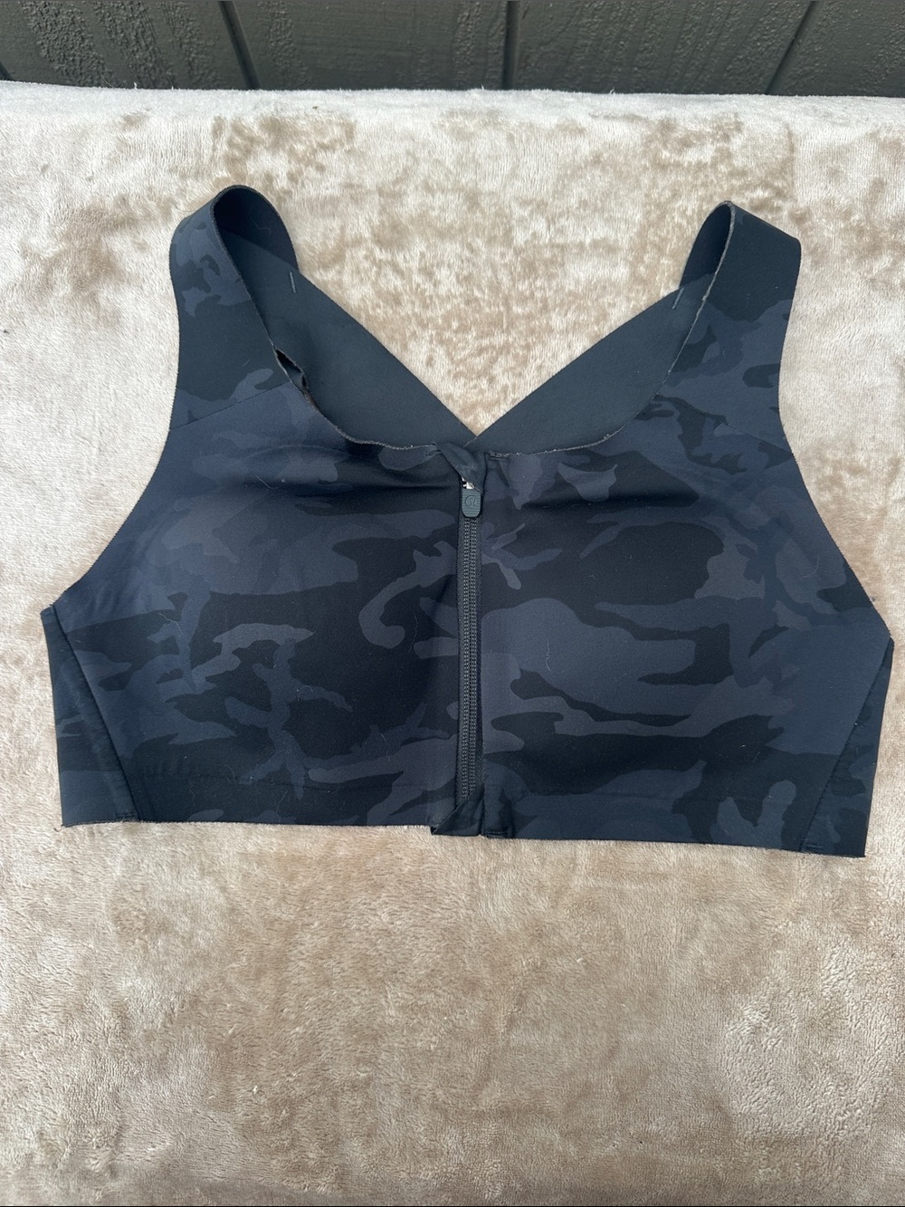 lululemon athletica Black Camo Front-Zip Sports Bra